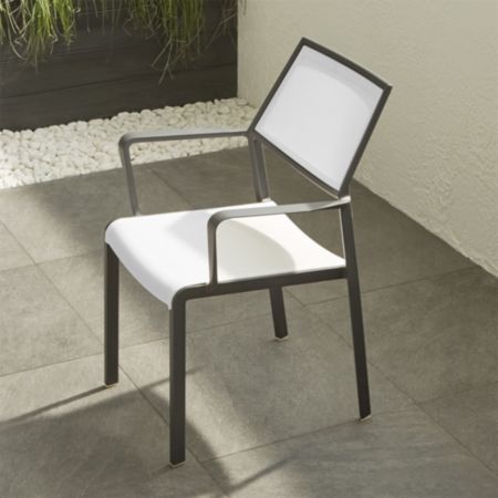 Lanai White Mesh Square Dining Chair Reviews Crate And Barrel