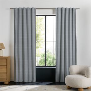 Cool Grey Lattice Herringbone Weave Blackout Curtain Panel 63