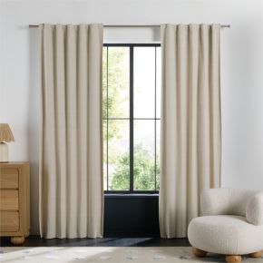 Stone Tan Lattice Herringbone Weave Blackout Curtain Panel 63