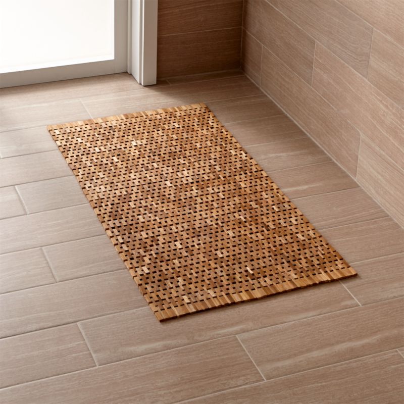 wooden bath mat