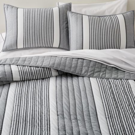 Lauro Twin Grey Striped Quilt Reviews Crate And Barrel Canada