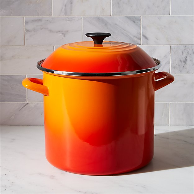 Le Creuset ® 10-qt. Flame Enamel Stock Pot With Lid | Crate And Barrel