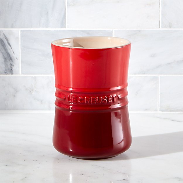 Le Creuset Ã‚Â® 1 Qt. Cerise Red Utensil Holder | Crate and Barrel - Le Creuset Ã‚Â® 1 Qt. Cerise Red Utensil Holder