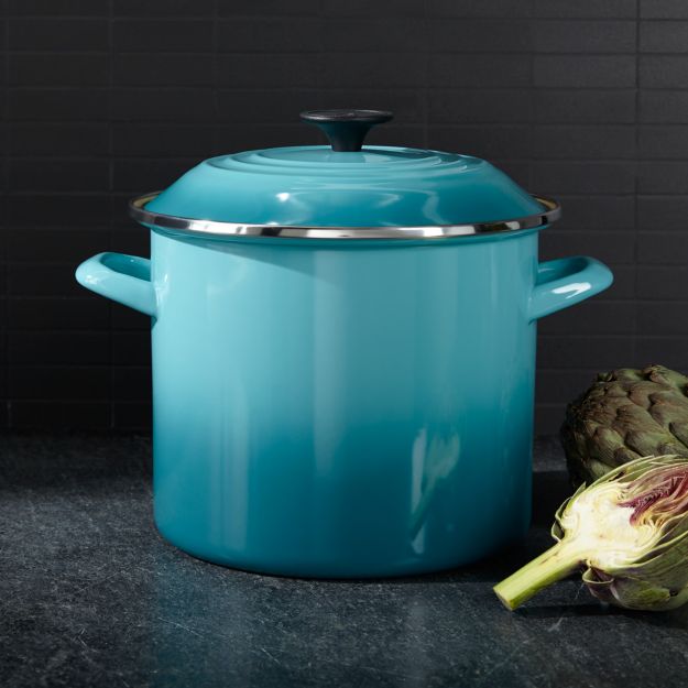 Le Creuset Caribbean 8Qt. Enameled Stock Pot + Reviews Crate and Barrel
