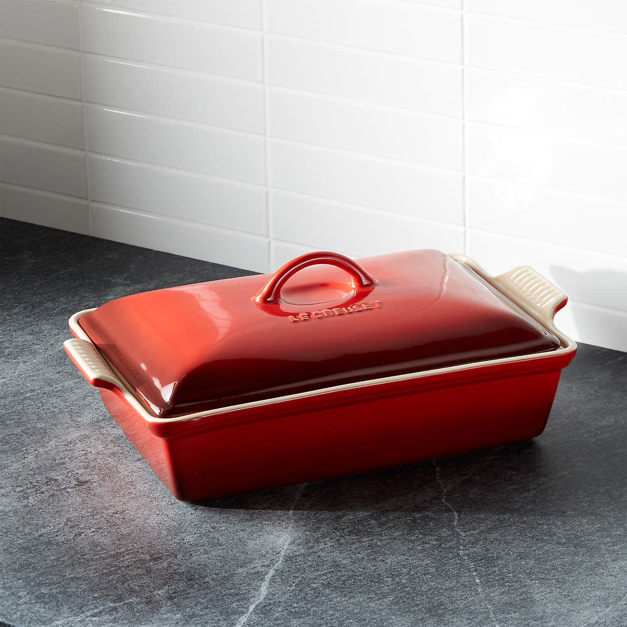 Red Le Creuset Baking Pan + Reviews Crate and Barrel