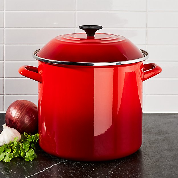 Le Creuset ® 10-Qt. Cerise Red Enamel Stock Pot with Lid ...