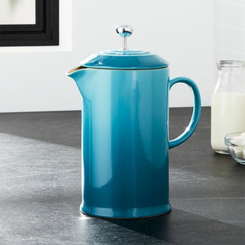 Le Creuset Caribbean French Press + Reviews Crate and Barrel