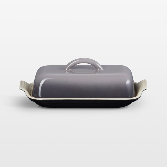 Crate & Barrel Le Creuset ® Heritage Oyster Ceramic Butter Dish In Gray