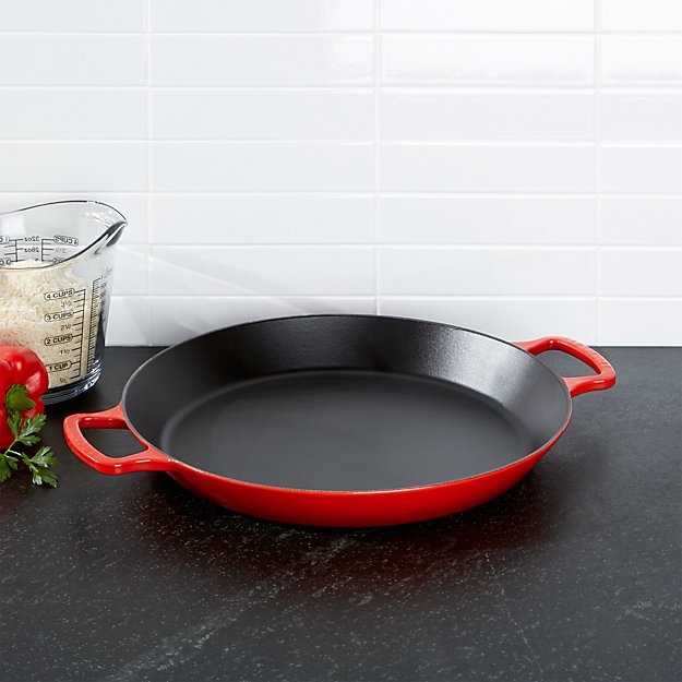 Le Creuset Cerise Paella Pan + Reviews Crate and Barrel