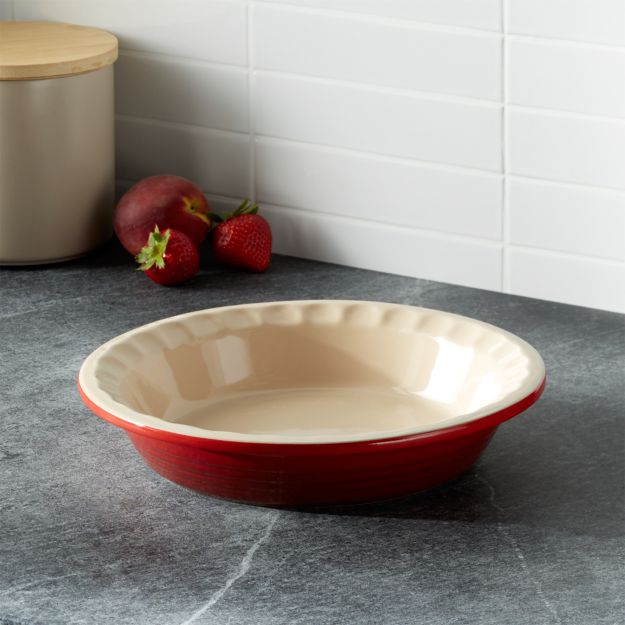Le Creuset Cerise Pie Dish + Reviews Crate and Barrel