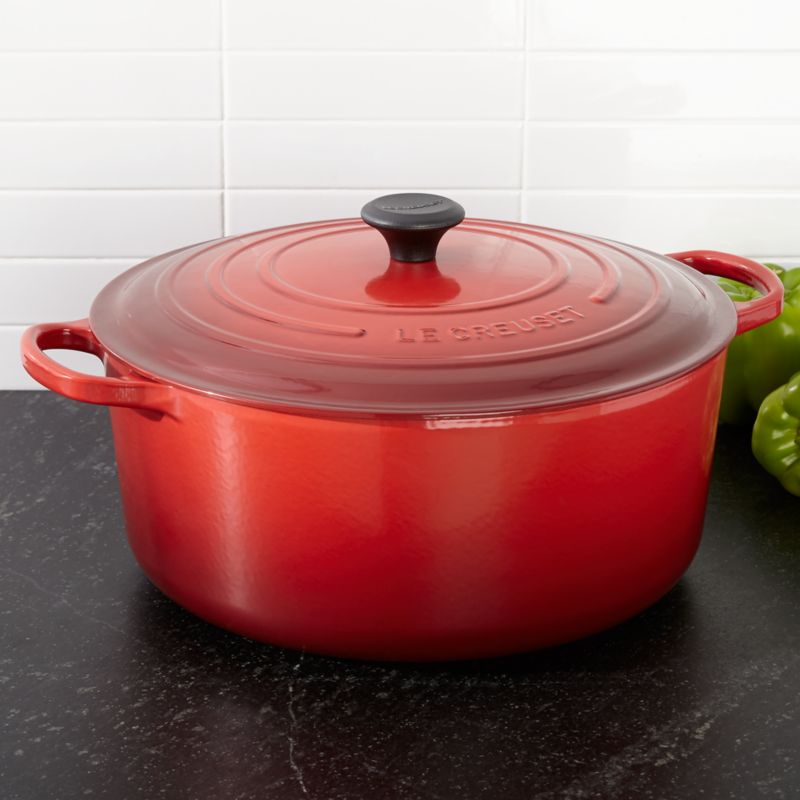 Le Creuset Signature Cerise 13.25Qt. Round Dutch Oven + Reviews Crate and Barrel