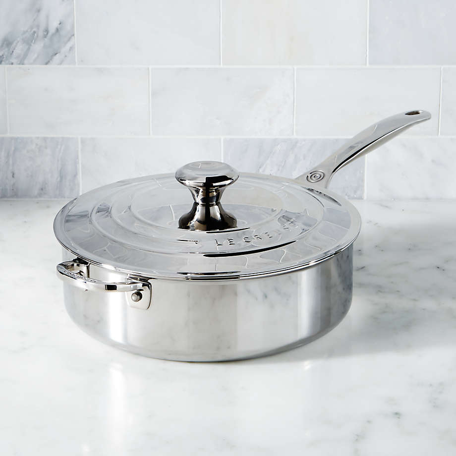 Le Creuset Signature Stainless Steel 45 Qt Sauté Pan With Lid Crate And Barrel