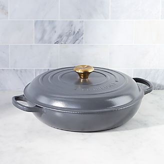 Enameled Cast Iron Le Creuset And More Crate Barrel Le Creuset Signature 5 Qt Graphite Grey Everyday Pan