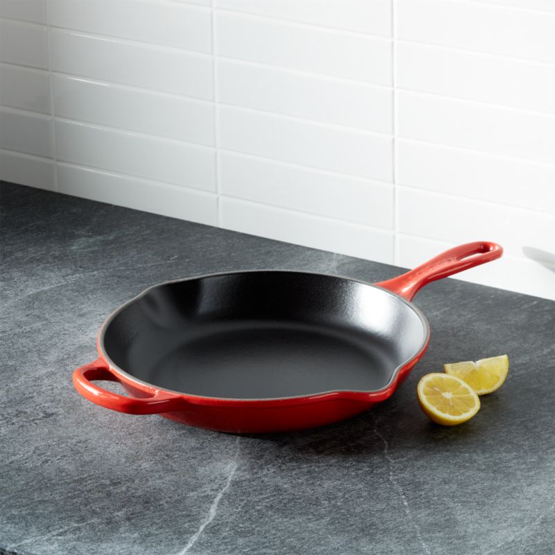 Le Creuset Signature 10 Cerise Red Skillet Reviews Crate And Barrel