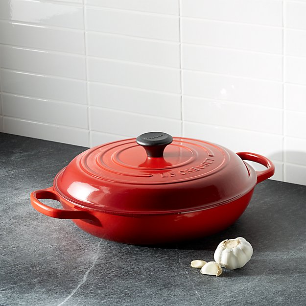 Le Creuset ® Signature 3.75 qt. Cerise Red Everyday Pan | Crate and Barrel