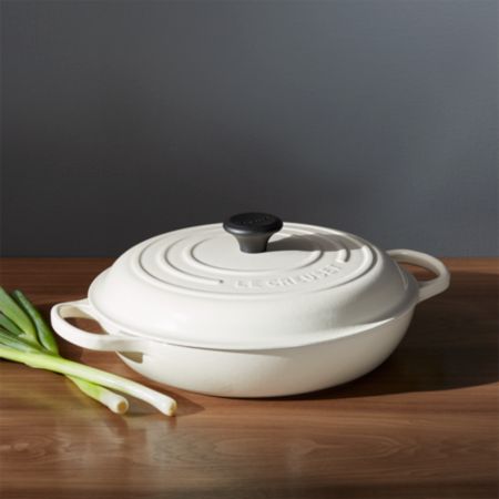 Le Creuset Signature 3 5 Qt Cream Everyday Pan Reviews Crate