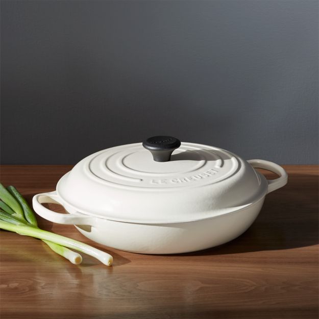 Le Creuset Signature 3.5 qt. Cream Everyday Pan + Reviews Crate and