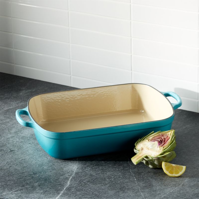 Le Creuset Blue Roasting Pan + Reviews Crate and Barrel