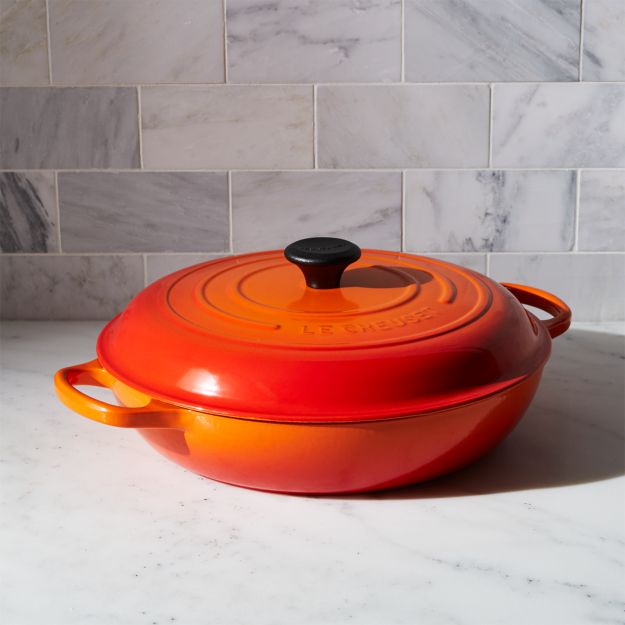 Le Creuset Signature 5-qt. Flame Everyday Pan + Reviews | Crate and Barrel