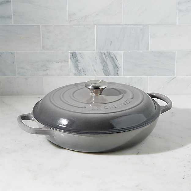 Le Creuset ® Signature 3.75 qt. Oyster Everyday Pan | Crate and Barrel