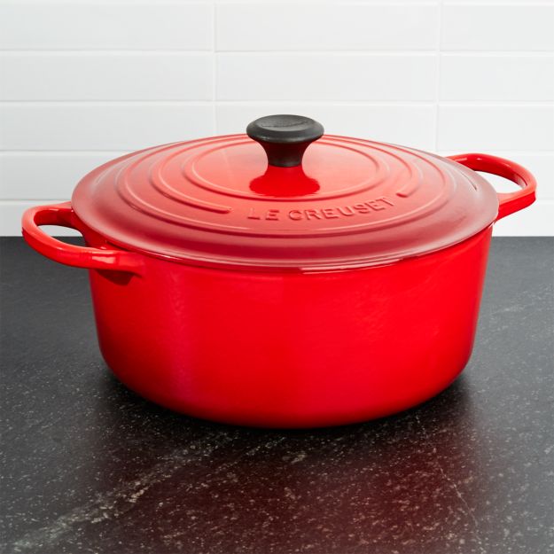 Le Creuset Signature 9Qt. Round Cerise Red Dutch Oven with Lid