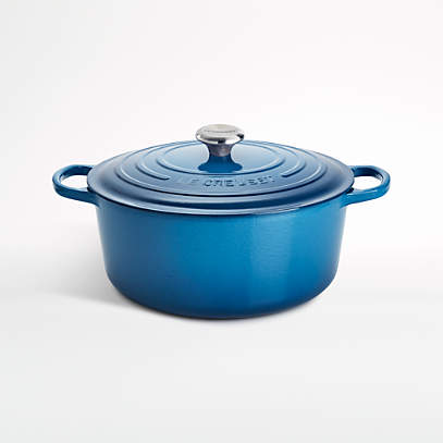 Le Creuset Signature 9 Qt Round Mille Blue With Lid Reviews Crate And Barrel - Le Creuset Signature Enameled Cast Iron 9 Quart Round French Le Creuset Signature 9 Qt Round Mille Blue With Lid Reviews Crate And Barrel - Le Creuset Signature Enameled Cast Iron 9 Quart Round French
