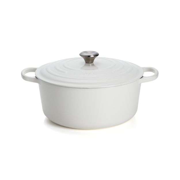 Le Creuset Signature 9-Qt. Round White Dutch Oven with Lid in Enamel ...