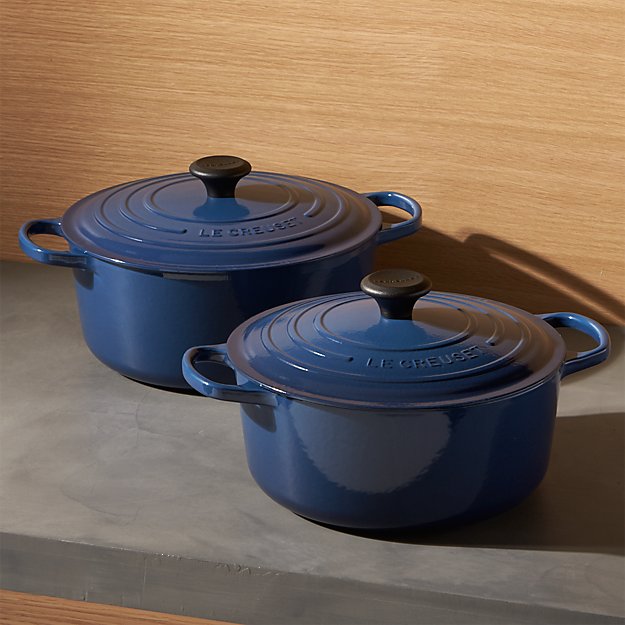 Le Creuset ® Signature Round Ink French Ovens with Lid Crate and Barrel
