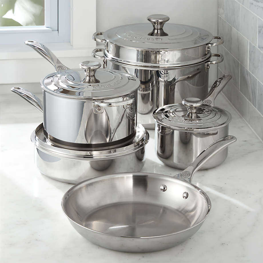 Le Creuset Signature Stainless Steel 10-Piece Cookware Set + Reviews ...