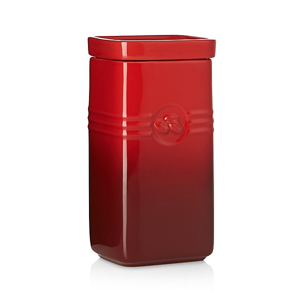 Le Creuset Cerise Red Coffee Storage Jar Reviews Crate And Barrel