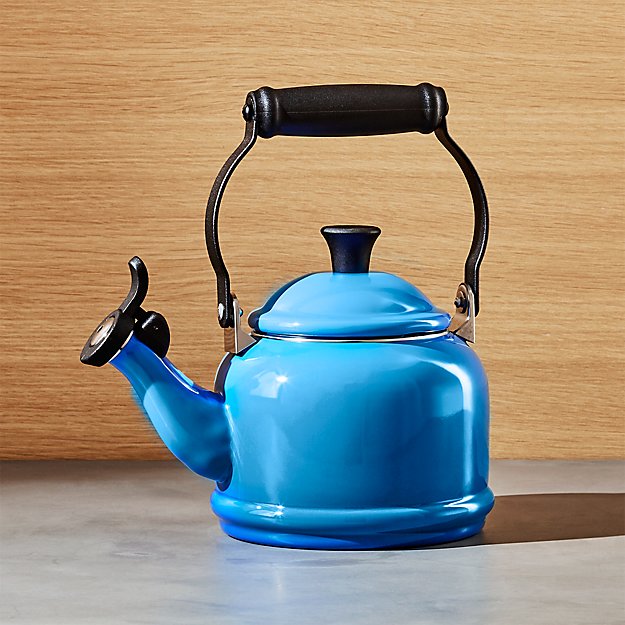 Le Creuset © 1.25Qt. Demi Marseille Blue Tea Kettle Crate and Barrel