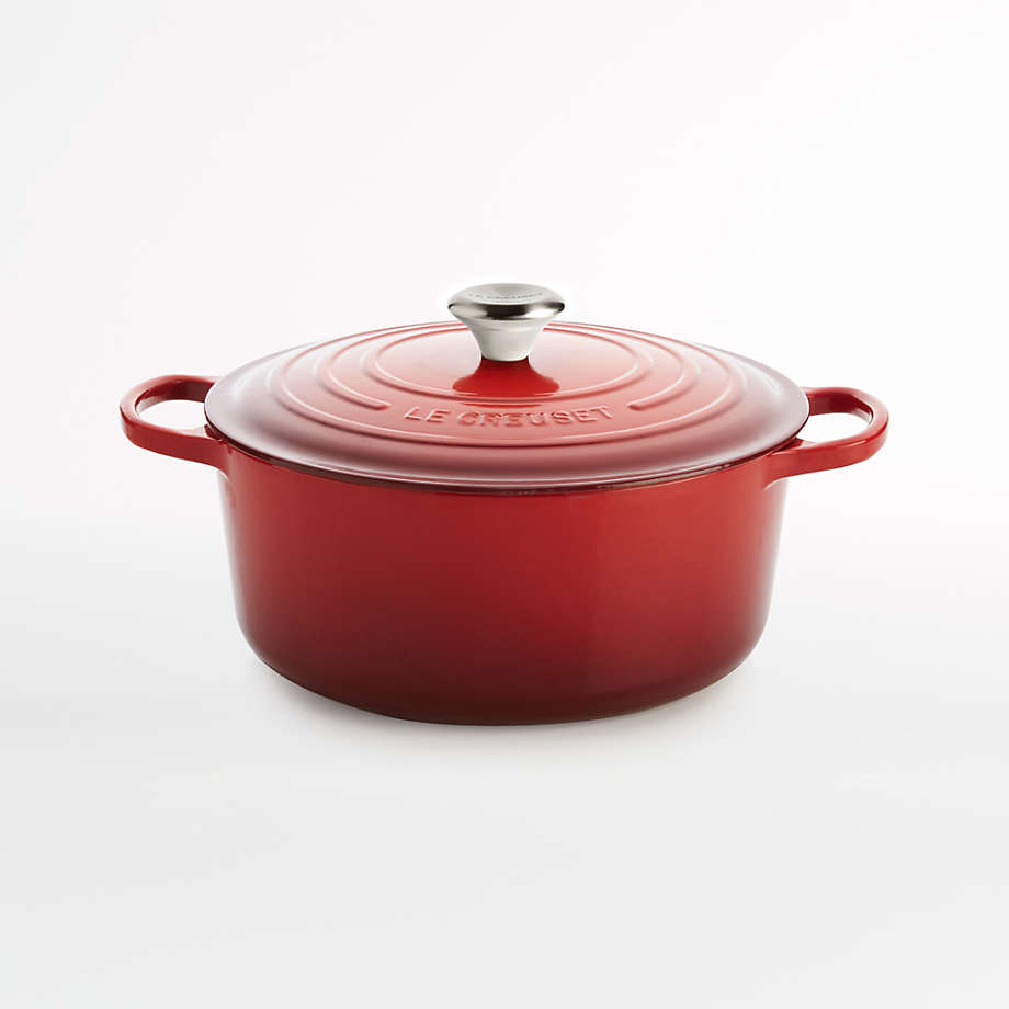 Le Creuset Signature 7.25 qt. Round Cerise Red Dutch Oven with Lid ...