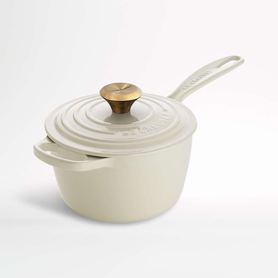Le Creuset Signature 1.75 qt. Cream Saucepan with Lid + Reviews Crate and Barrel
