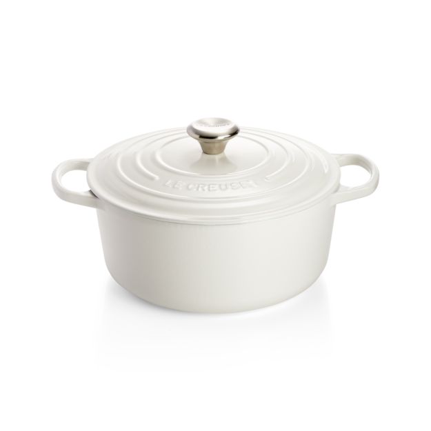 Le Creuset Signature 55 Qt Round White Dutch Oven With Lid Crate