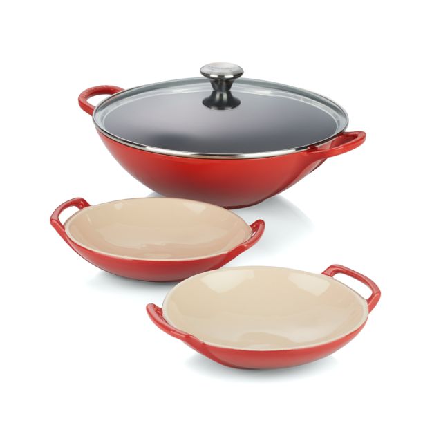 Le Creuset Cast Iron Wok Set Crate and Barrel