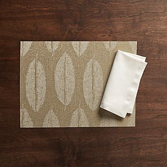 Chilewich ® Leaf Jacquard Reversible Placemat and Sateen Ecru Cloth Dinner Napkin