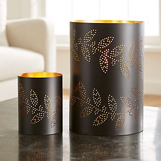Sprig Metal Hurricane Candle Holders