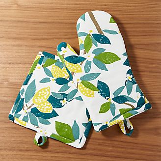 Lemon Tree Oven Mitt and Pot Holder