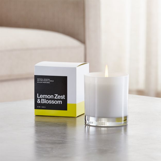 Lemon Zest and Blossom Scented Candle in Candles + Reviews Crate and