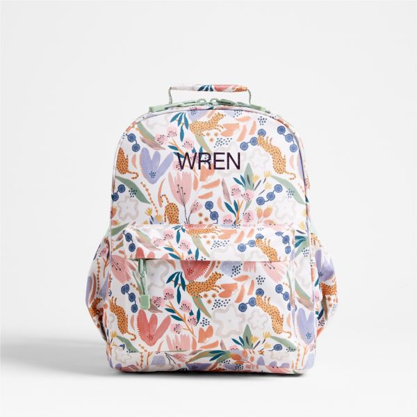 Dreamer Leopard Floral Medium Kids Backpack with Side Pockets