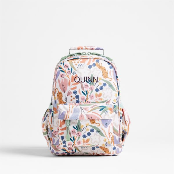 Dreamer Leopard Floral Small Kids Backpack with Side Pockets