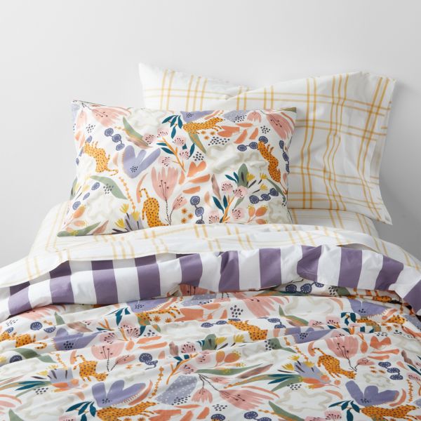 Leopard Floral Organic Cotton Kids Twin Duvet Cover