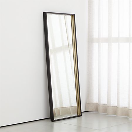 Liam Black Frame Floor Mirror With Brass Inlay Reviews Crate