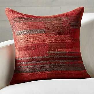 Red Throw Pillows Crate And Barrel Lillo Hand Woven Pillow With Feather Down Insert 20