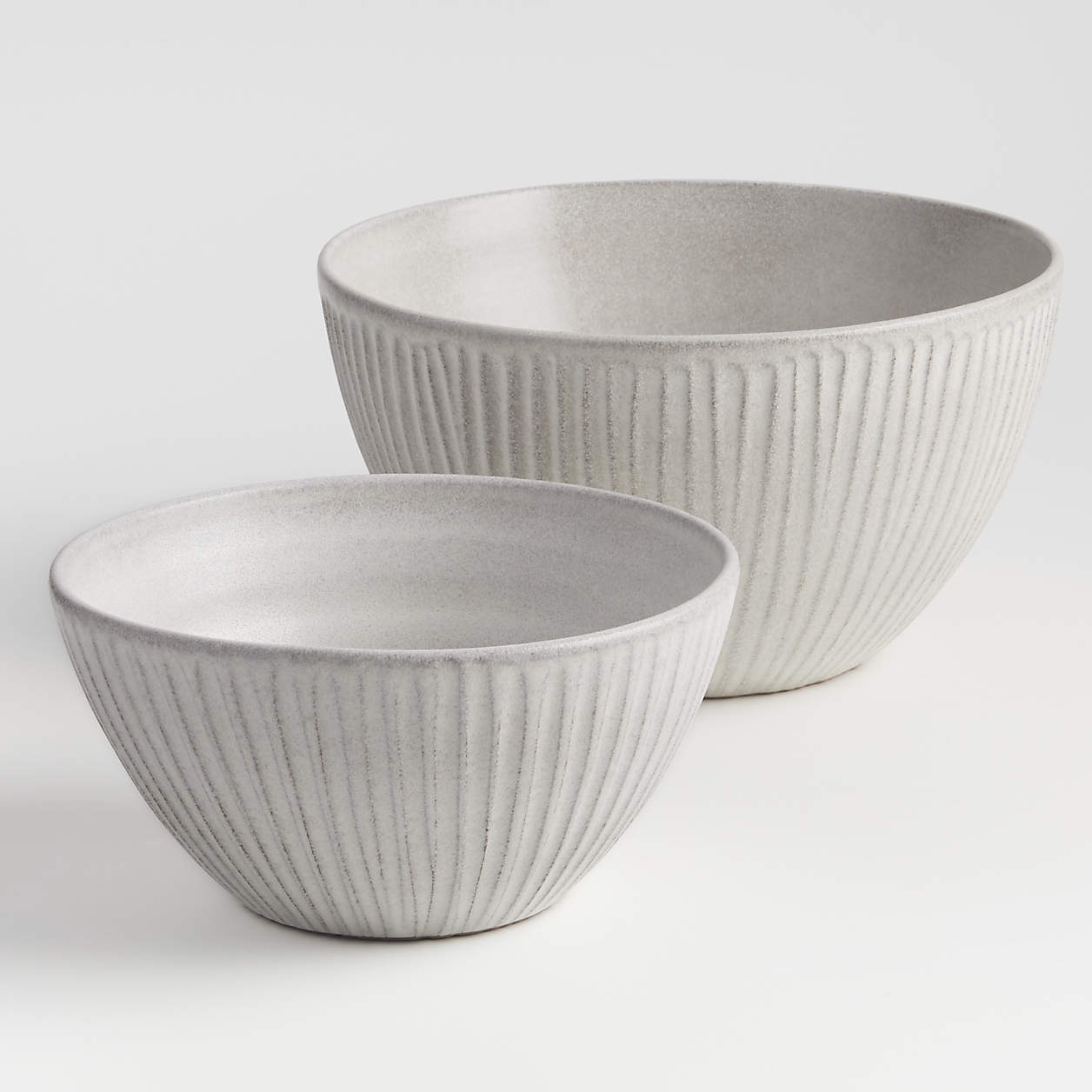 Lilou Matte White Ridged Bowls, Set of 2