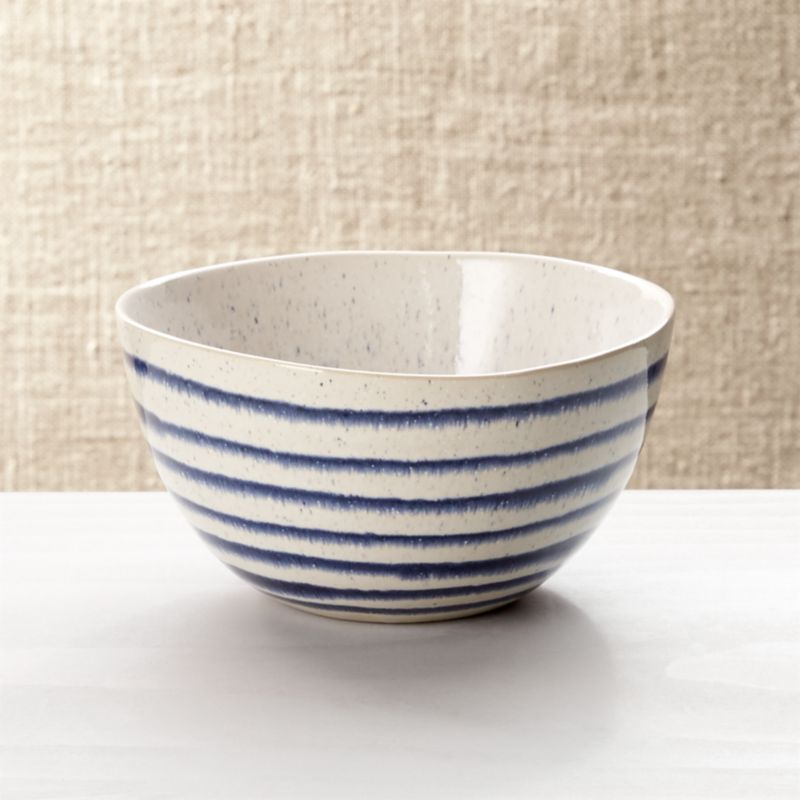 Lina Blue Stripe Cereal Bowl + Reviews Crate and Barrel