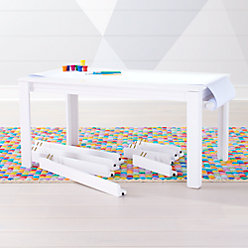 Large White Adjustable Kids Table, Leg Set and Paper Roll