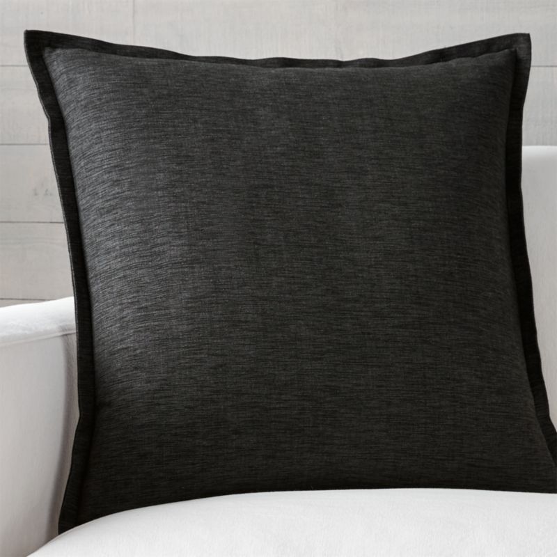 Linden 23" Ebony Black Pillow with DownAlternativ Crate and Barrel