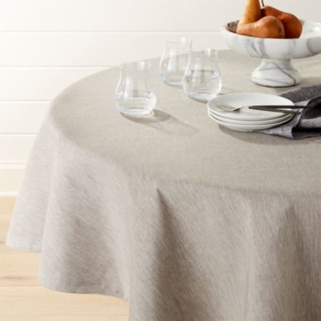 Linden Grey 90" Round Tablecloth
