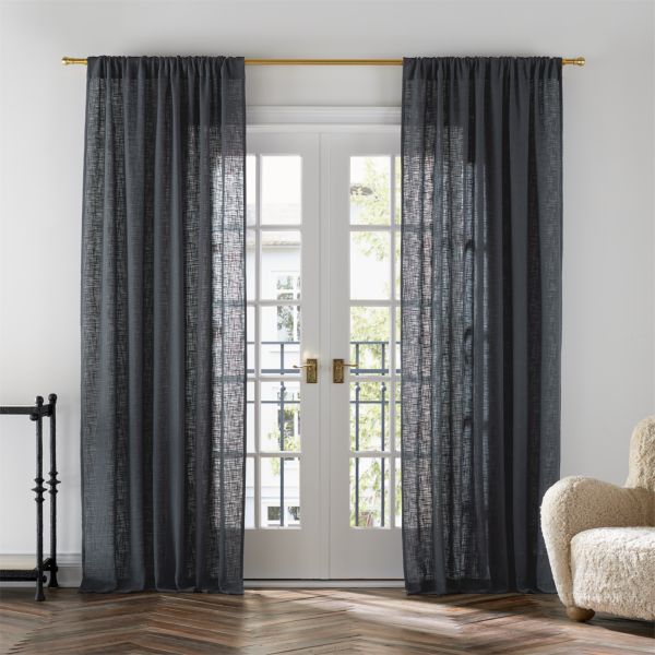Lindstrom Storm Grey Organic Cotton Sheer Window Curtain Panel 52